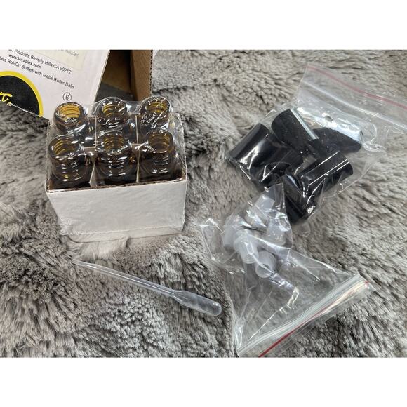 6 Vivaplex 10 ML Round Amber Glass Jars with Inner Liners and Black Lids Dropper - Picture 2 of 8
